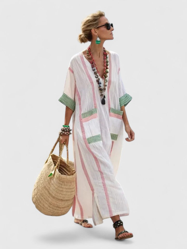 Molly Women's Striped Linen Maxi Dress 1