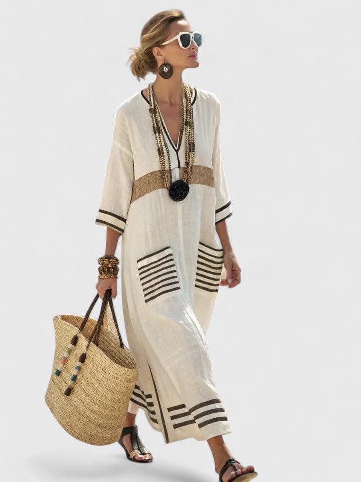 Molly Women's Striped Linen Maxi Dress 2