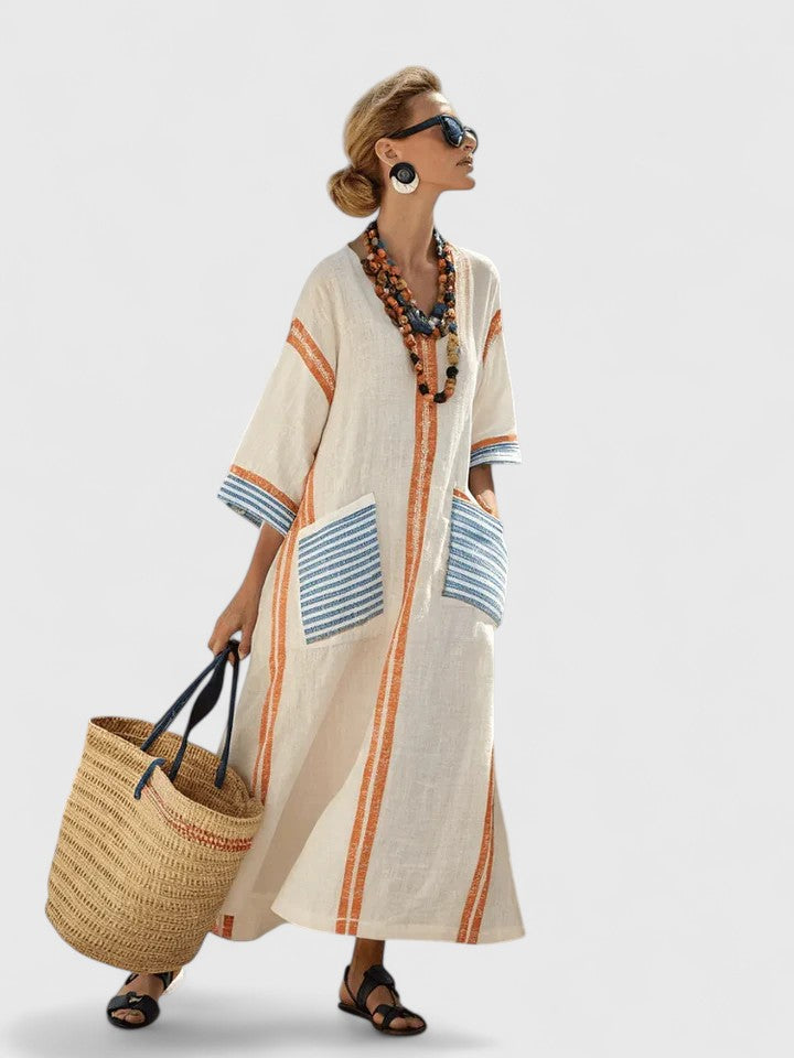 Molly Women's Striped Linen Maxi Dress 5