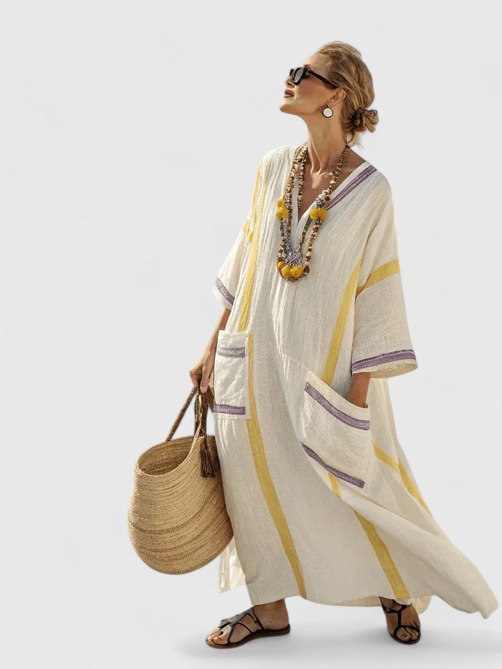 Molly Women's Striped Linen Maxi Dress 7