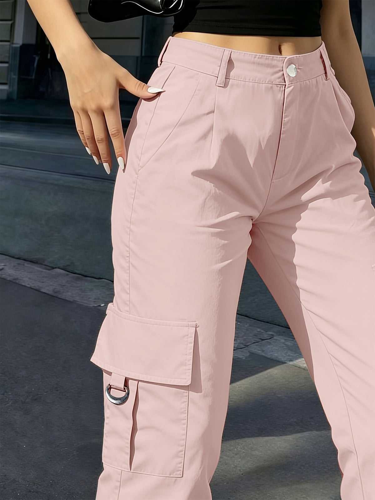 Women's High-Waisted Wide-Leg Cargo Pants