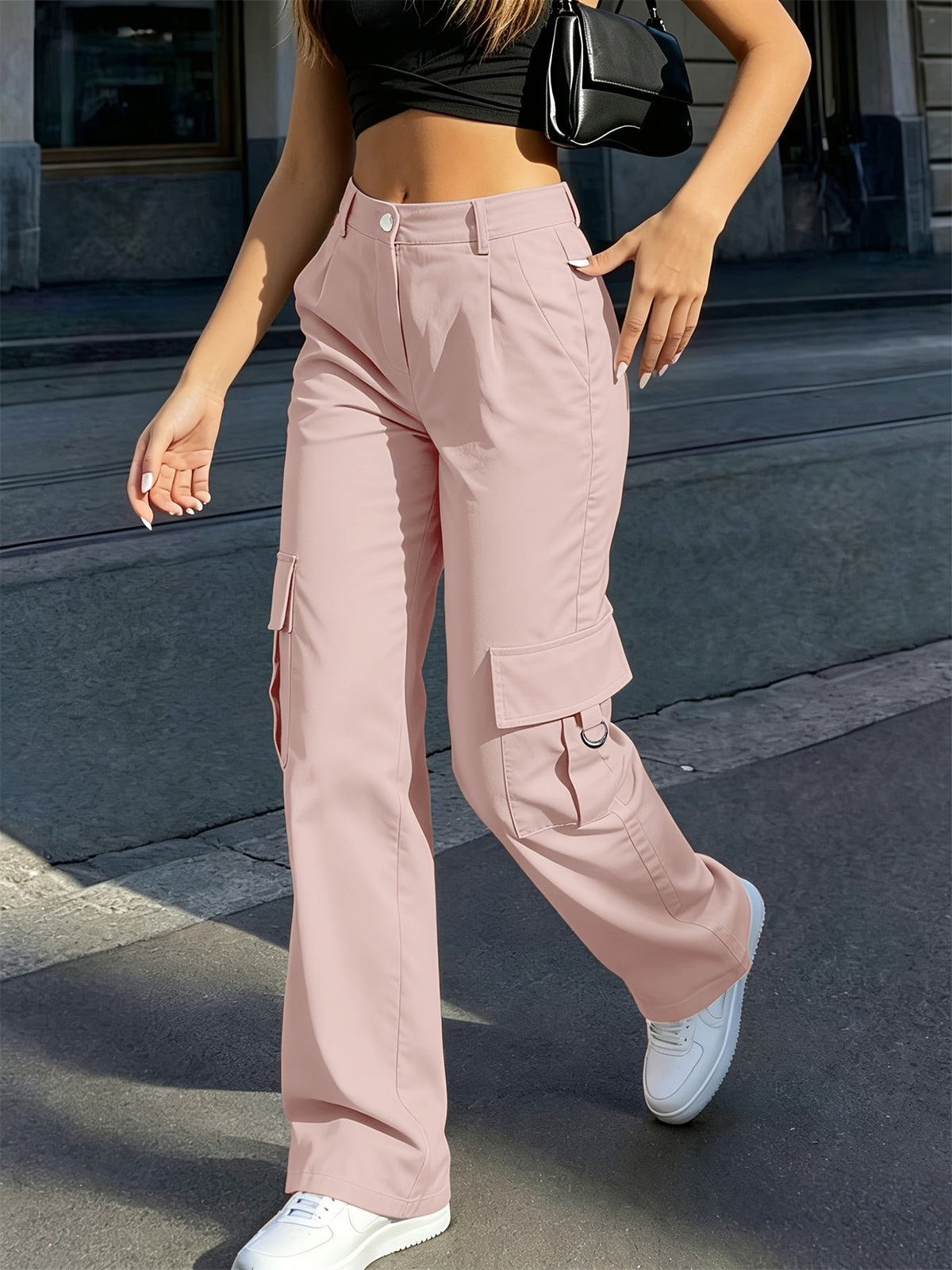 Women's High-Waisted Wide-Leg Cargo Pants