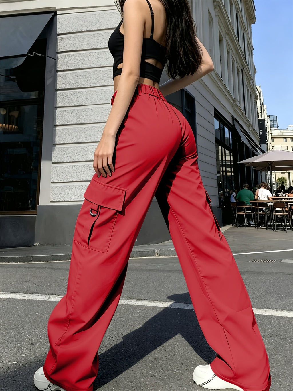 Women's High-Waisted Wide-Leg Cargo Pants