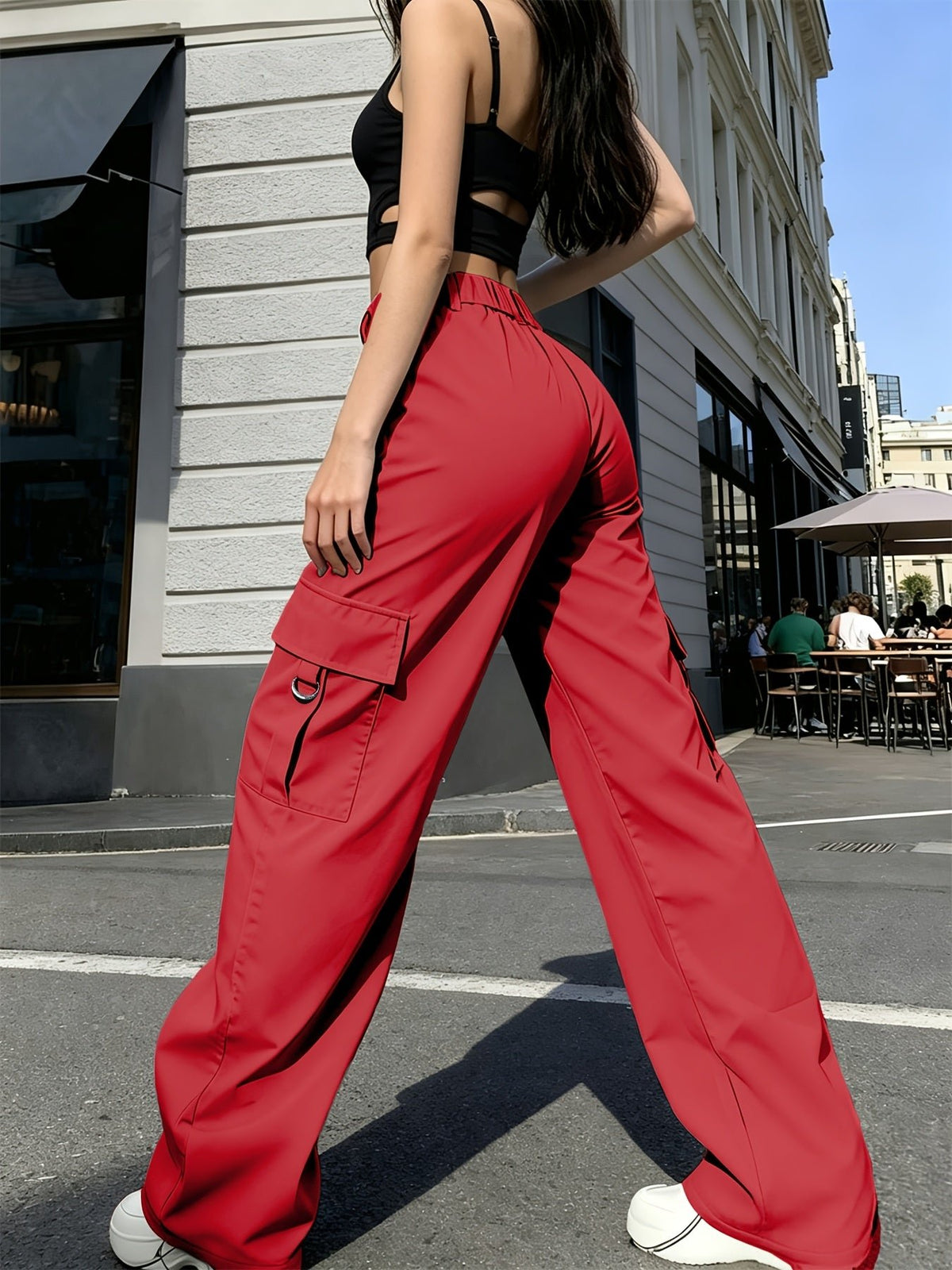 Women's High-Waisted Wide-Leg Cargo Pants