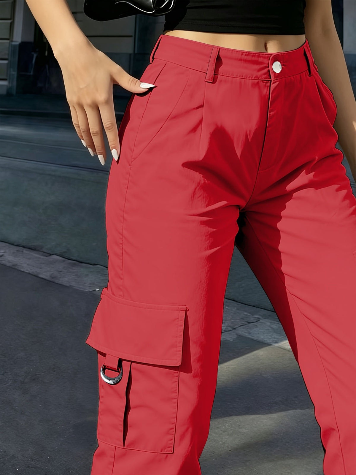 Women's High-Waisted Wide-Leg Cargo Pants