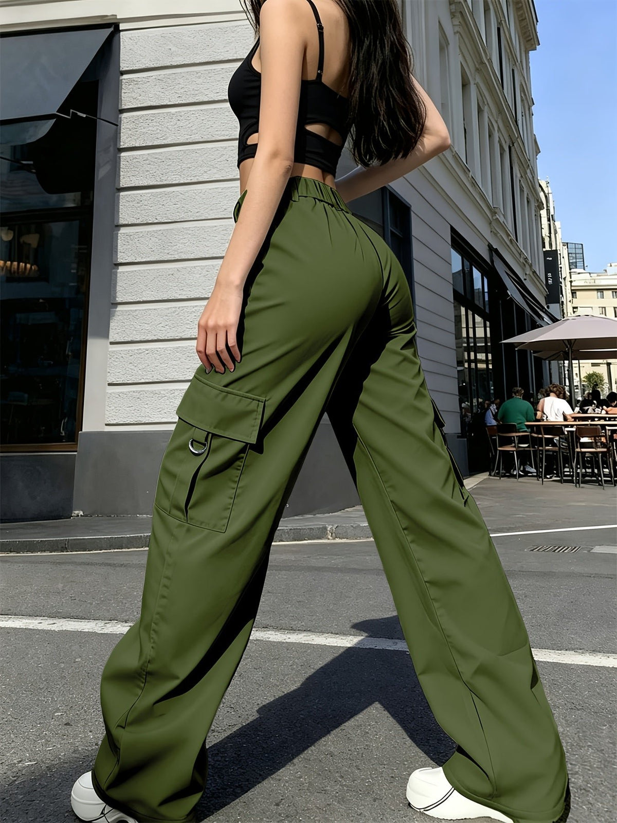 Women's High-Waisted Wide-Leg Cargo Pants