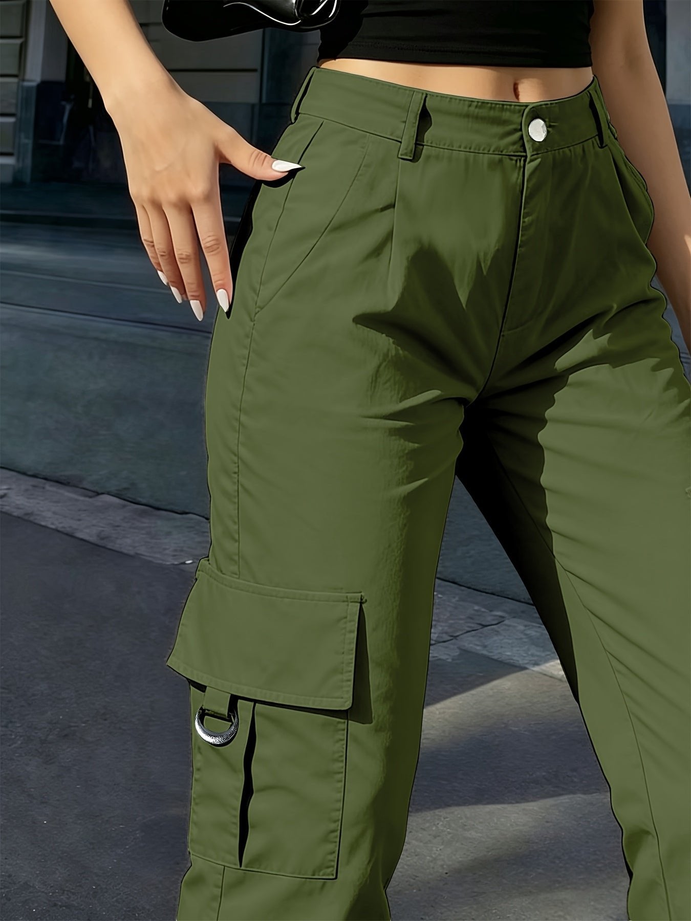 Women's High-Waisted Wide-Leg Cargo Pants