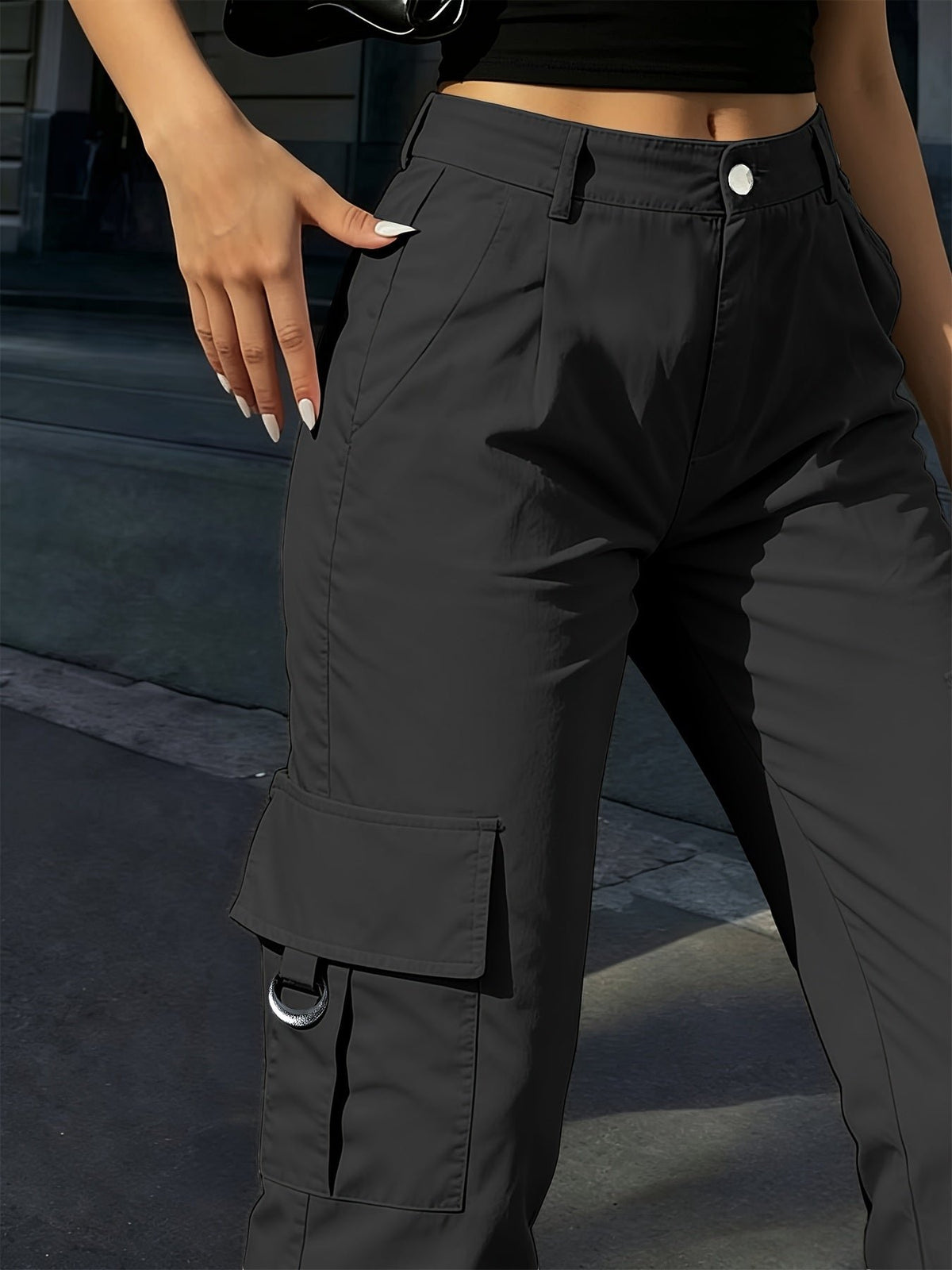 Women's High-Waisted Wide-Leg Cargo Pants