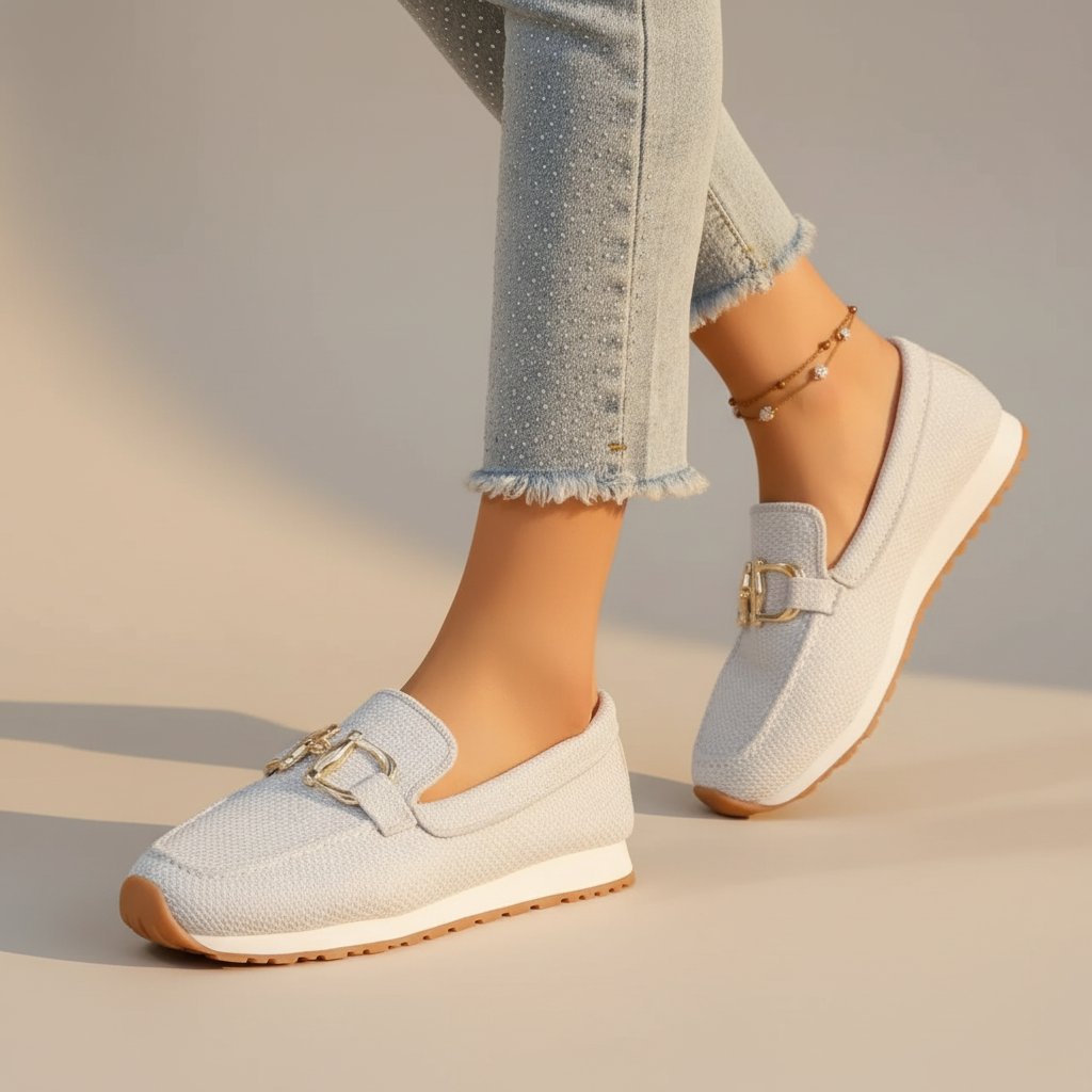 Women's Knit Mesh Slip-On Loafers - White