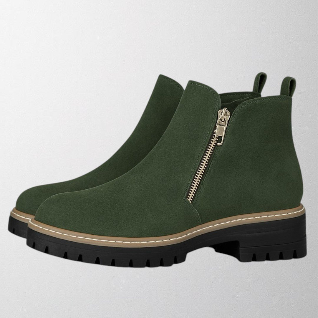 Women's Suede Chelsea Boots - Dark green