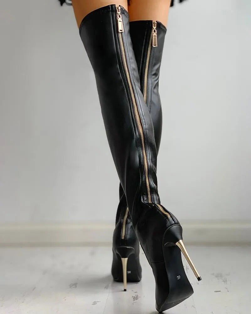 Women's Thigh-High Stiletto Boots - 5.5
