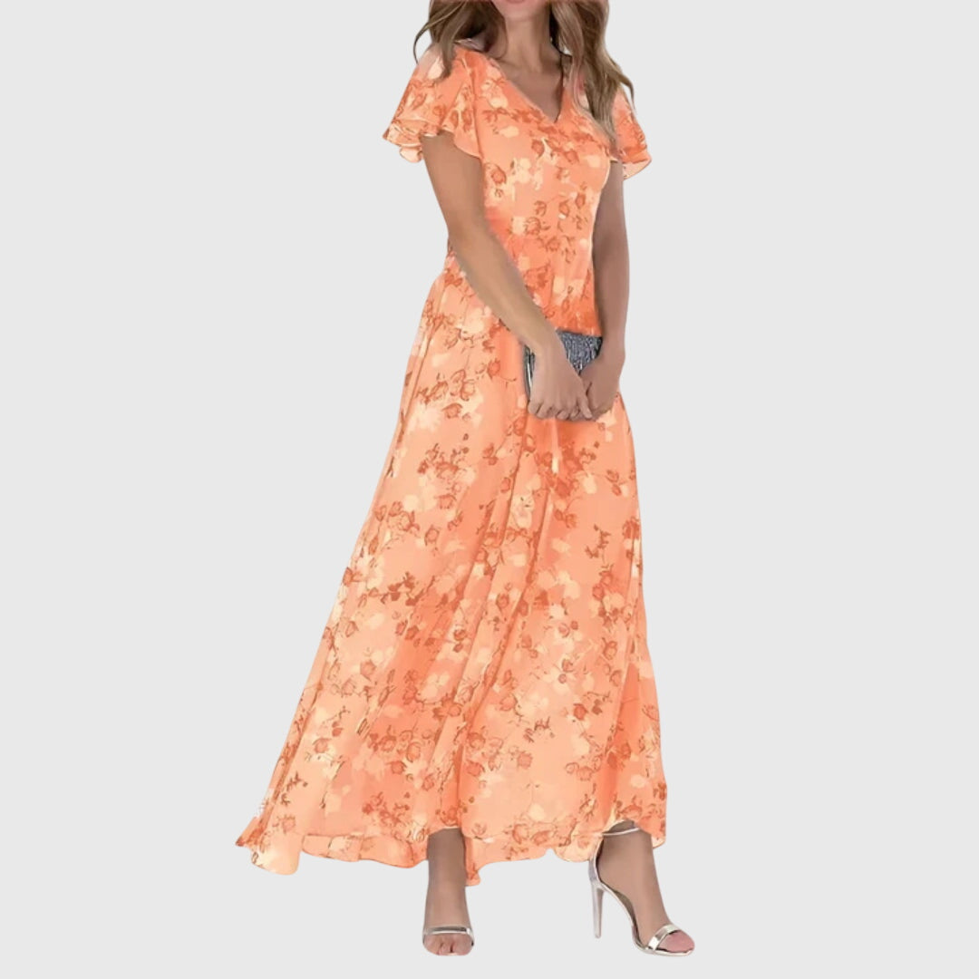 Natalie Women's Floral Chiffon Wrap Maxi Dress 1