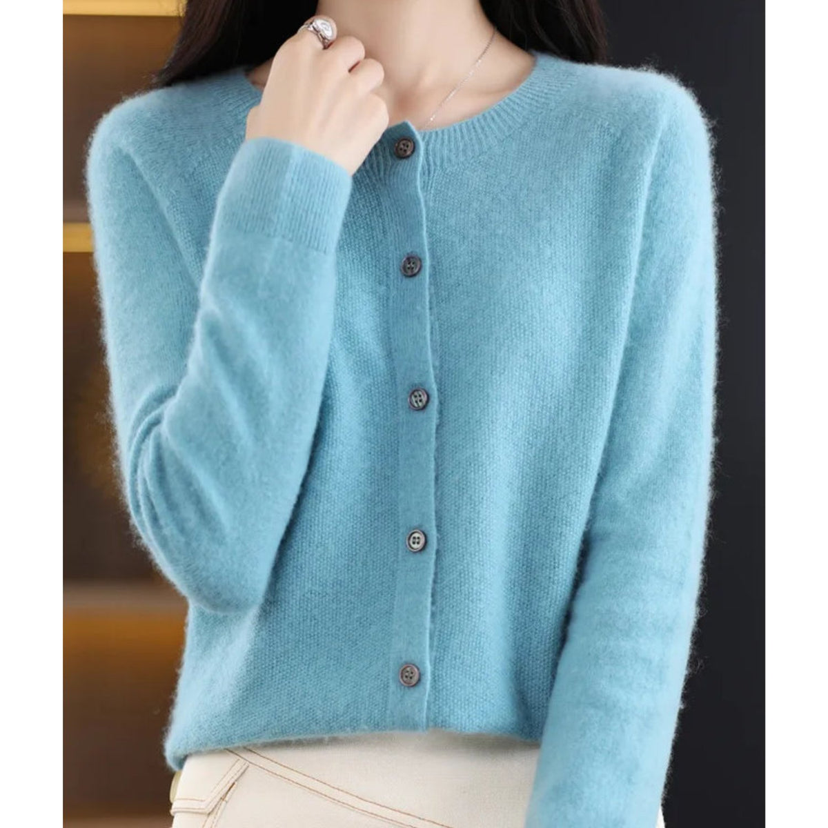 Women's Wool Cardigan - Light turquoise