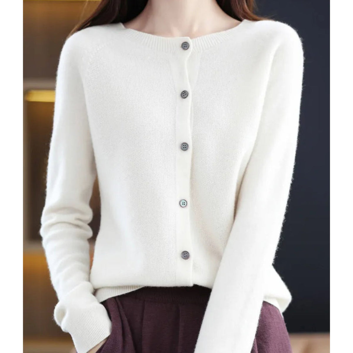 Women's Wool Cardigan - White