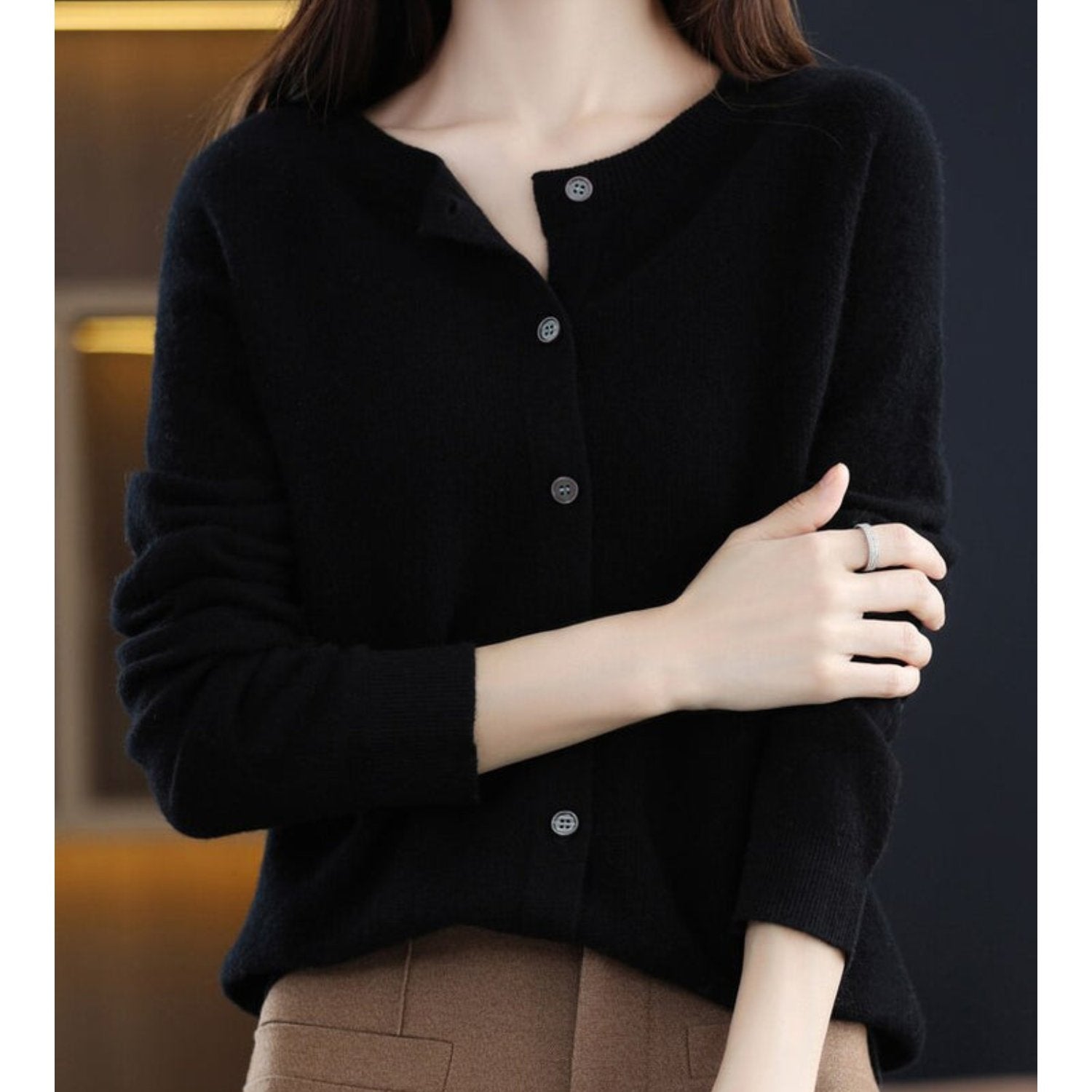 Women's Wool Cardigan - Black