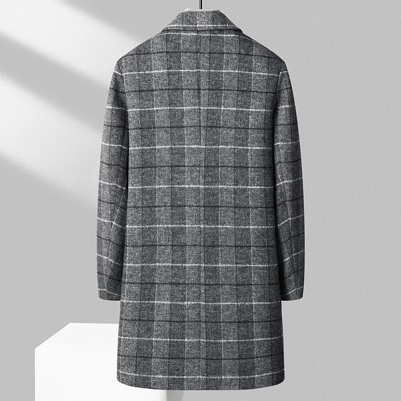 Nathan Men's Wool Checked Single Breasted Trench Coat 2