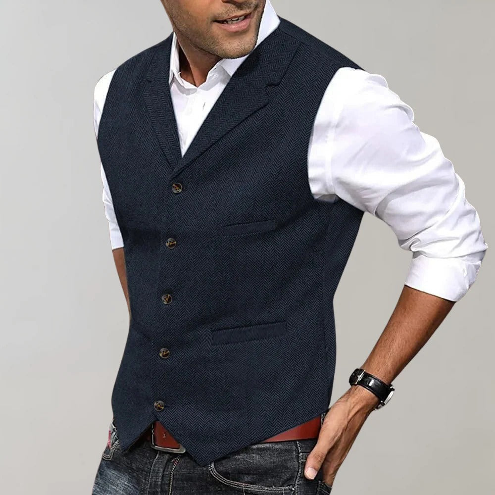 Nicholas Men's Wool Double Breasted Waistcoat 4