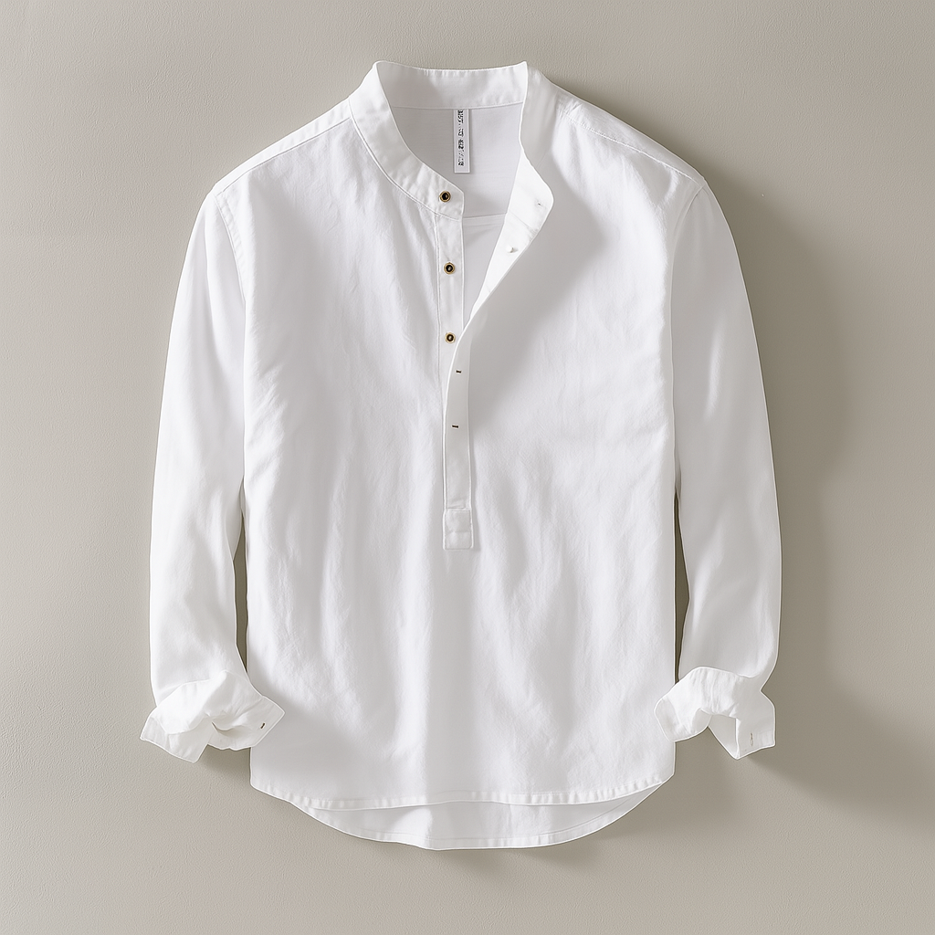 Noah Men's Linen Band Collar Shirt 3