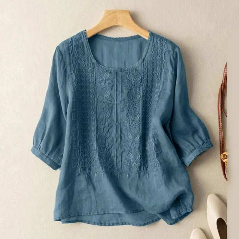Odette Women's Cotton Embroidered Blouse 2