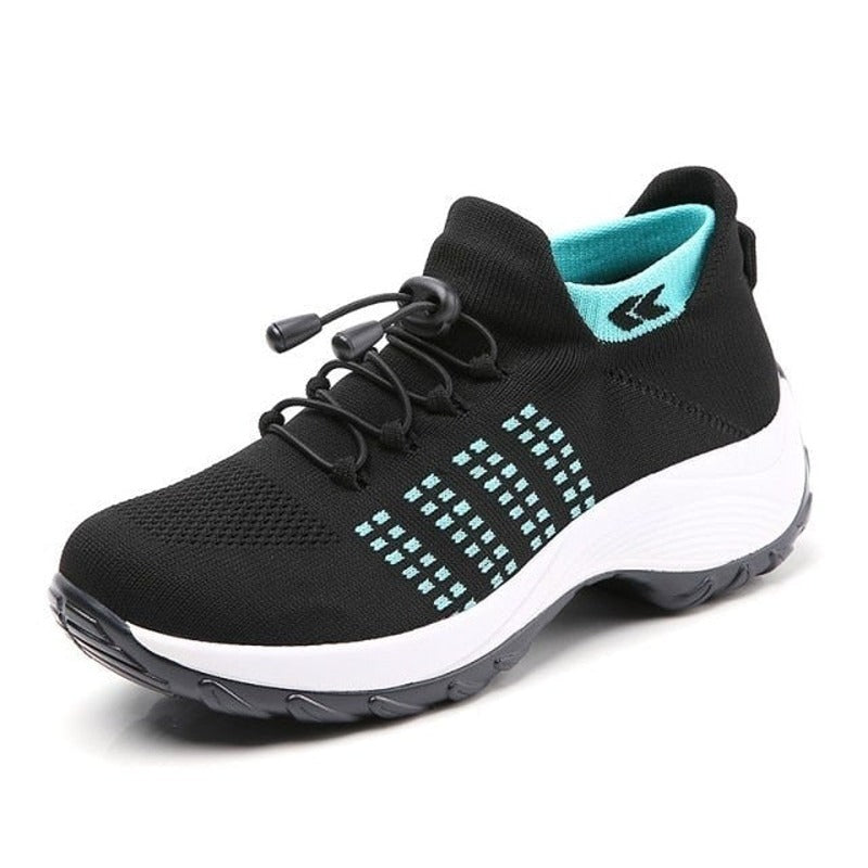 Orthopedic Walking Sneakers - Black Sky Blue