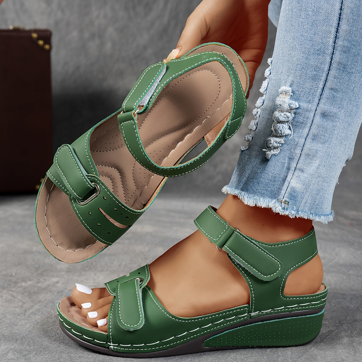 Orthopedic Wedge Sandals - Green
