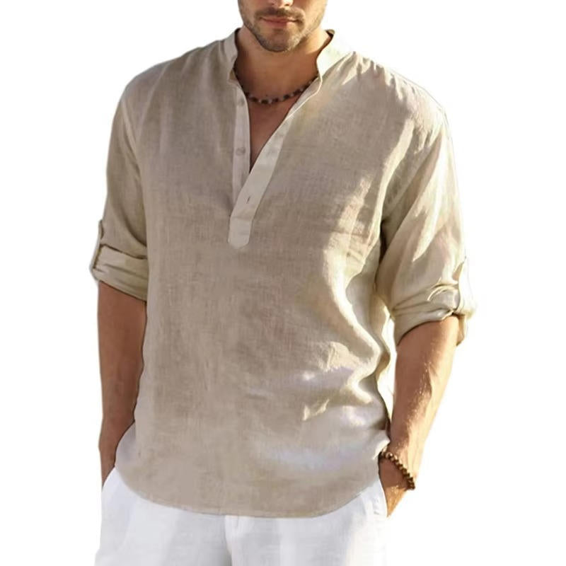 Oscar Men's Linen Pullover Shirt 2