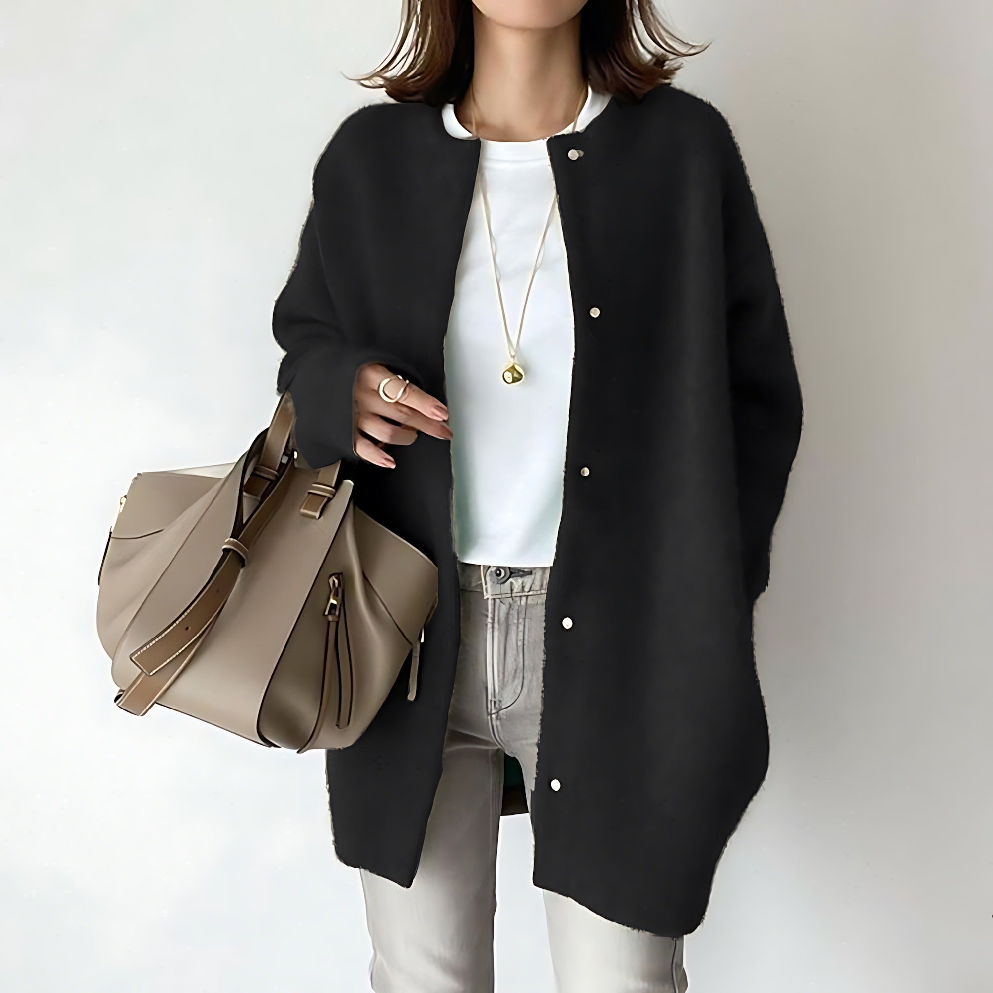 Oversized Knit Cardigan - Black