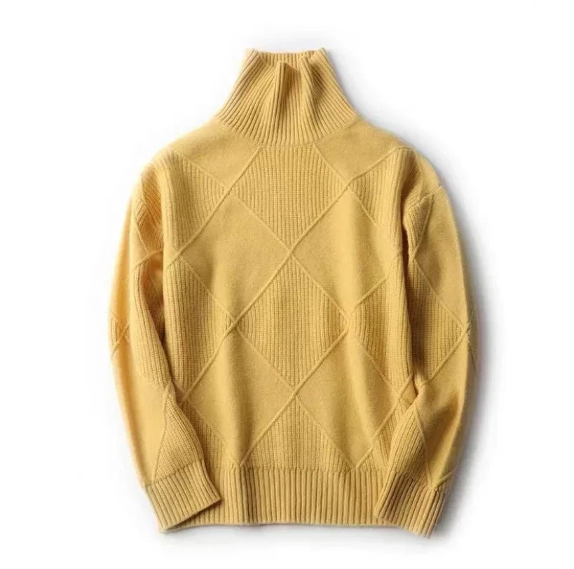 Women's Argyle Cashmere Turtleneck Sweater