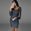 Sequin Cocktail Mini Dress - Black