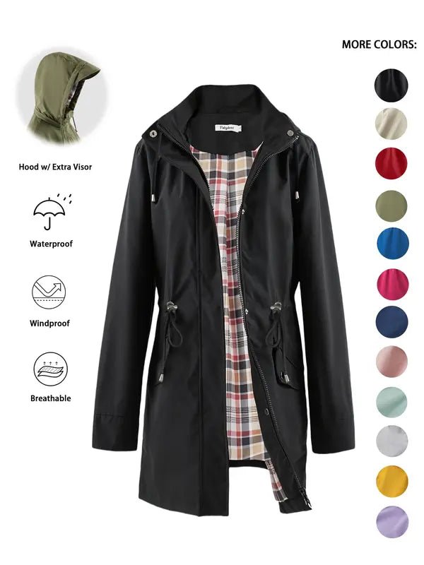 Women's Hooded Rain Jacket - Black