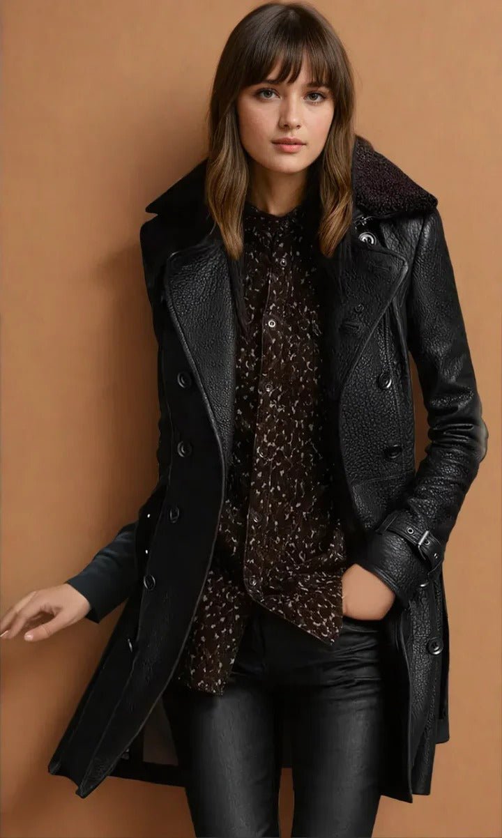 Women's Leather Trench Coat