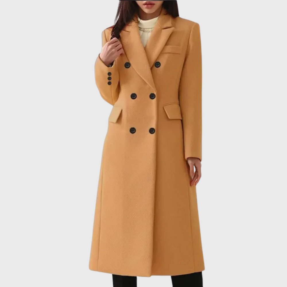 Women's Longline Wool Coat - Brown