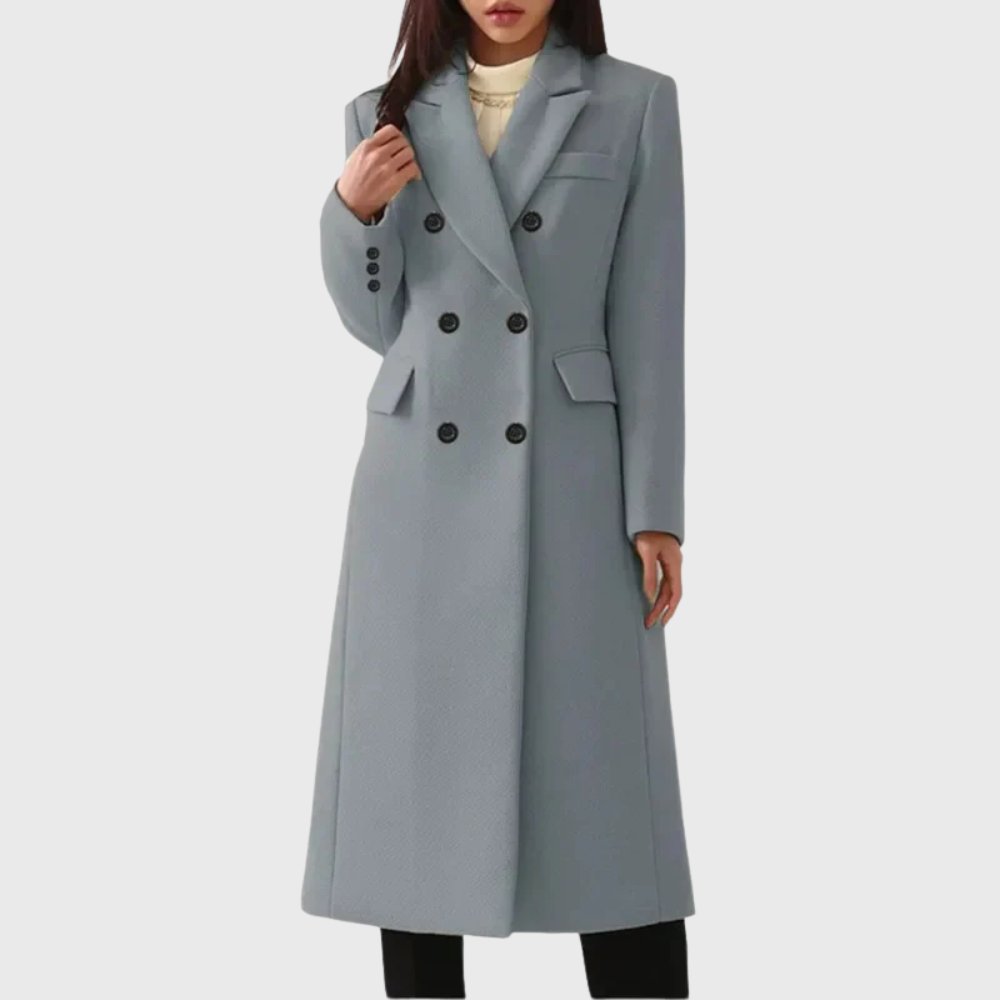 Women's Longline Wool Coat - Grey