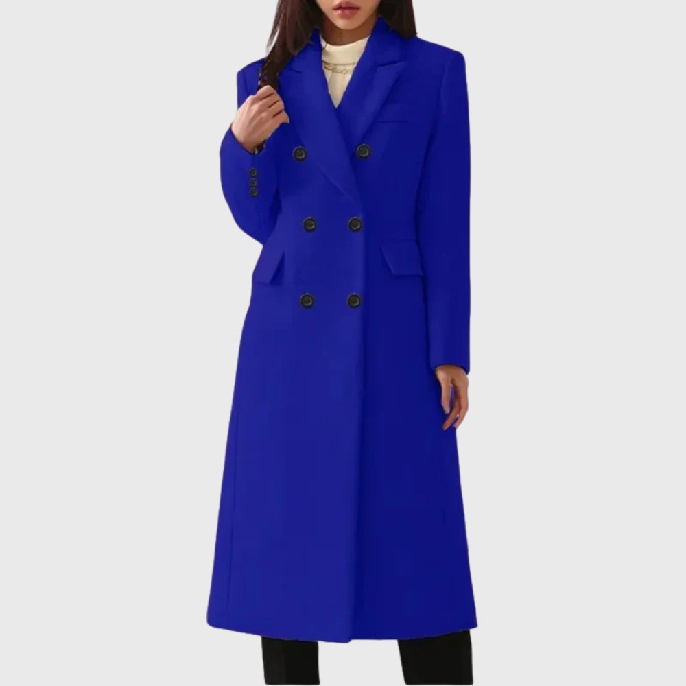 Women's Longline Wool Coat - Blue