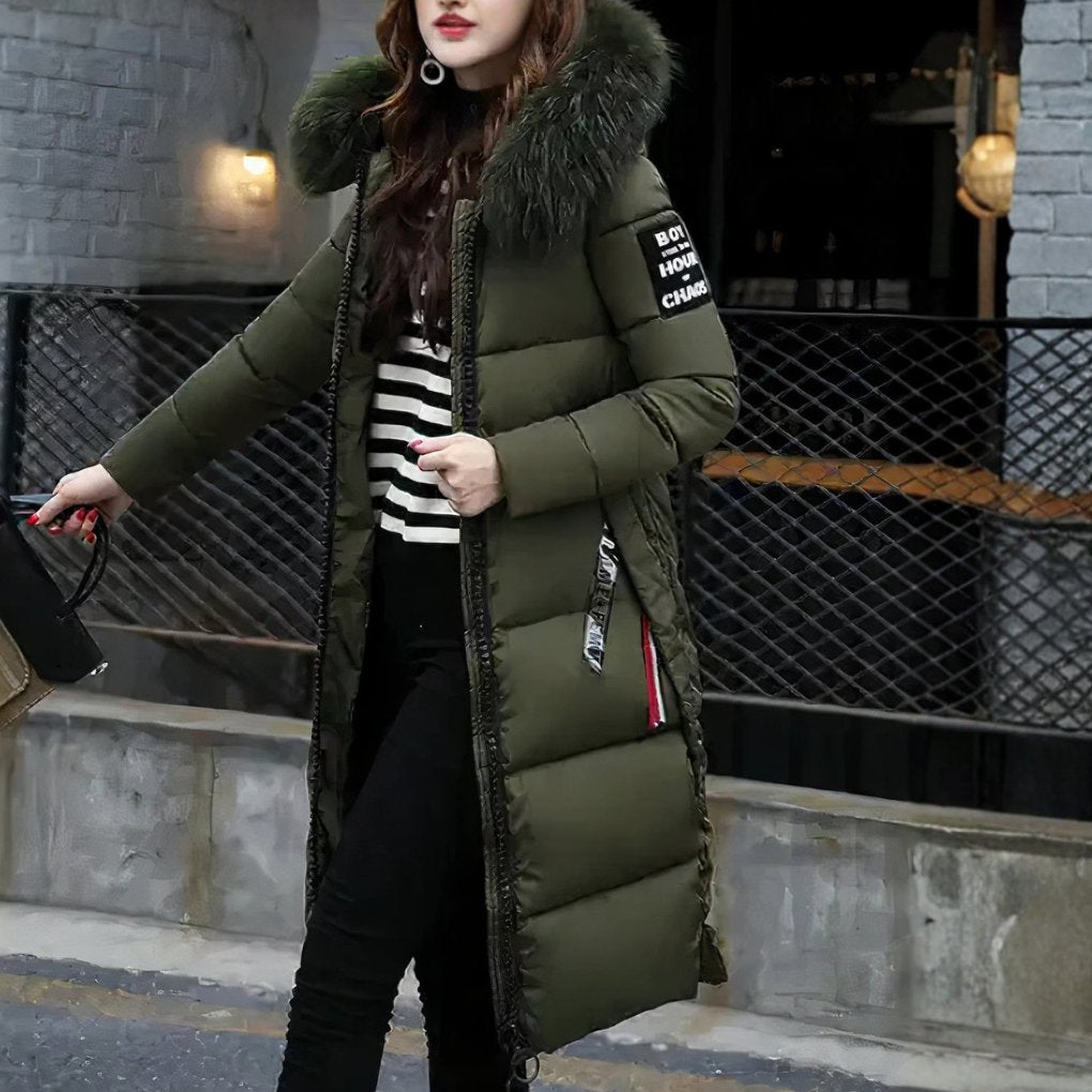 Women's Midi Puffer Coat - Green