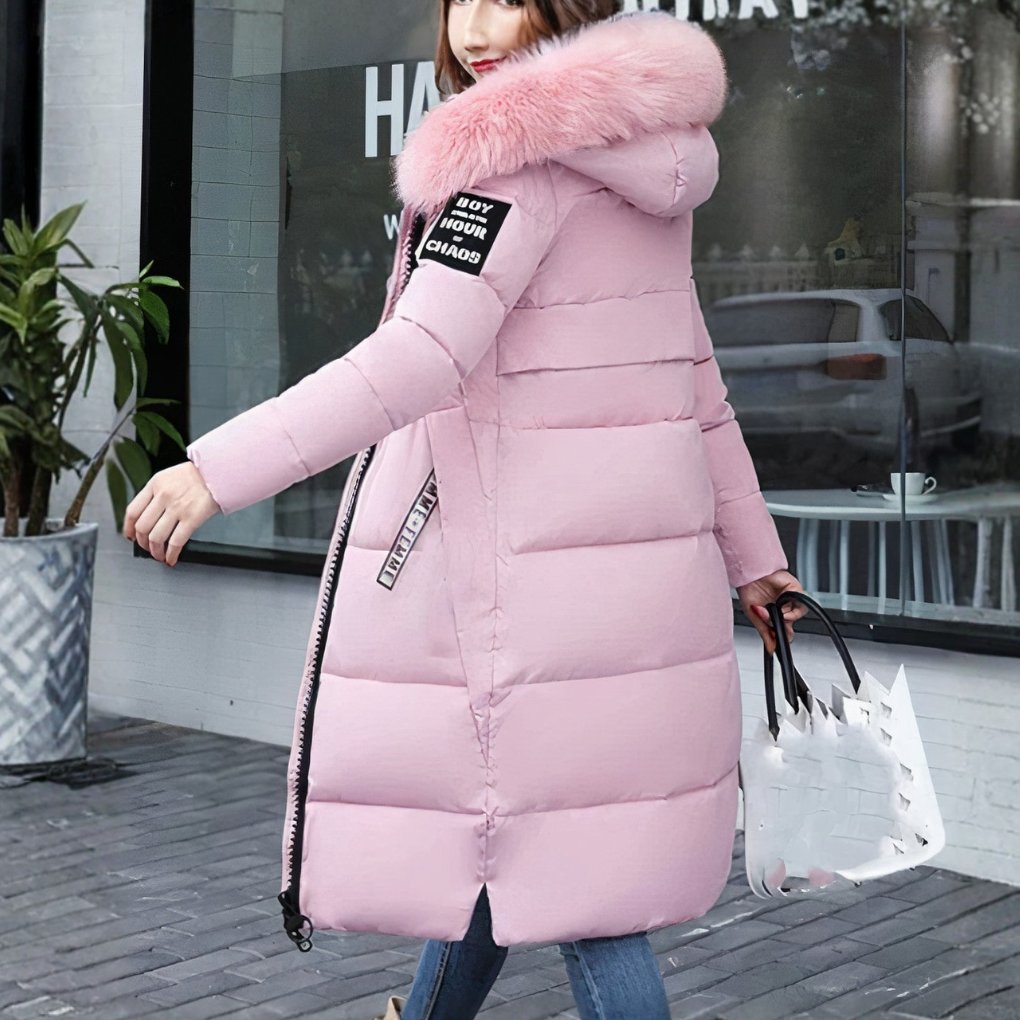 Women's Midi Puffer Coat - Pink