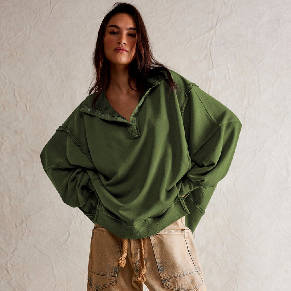 Women's Oversized Pullover Sweatshirt - Green