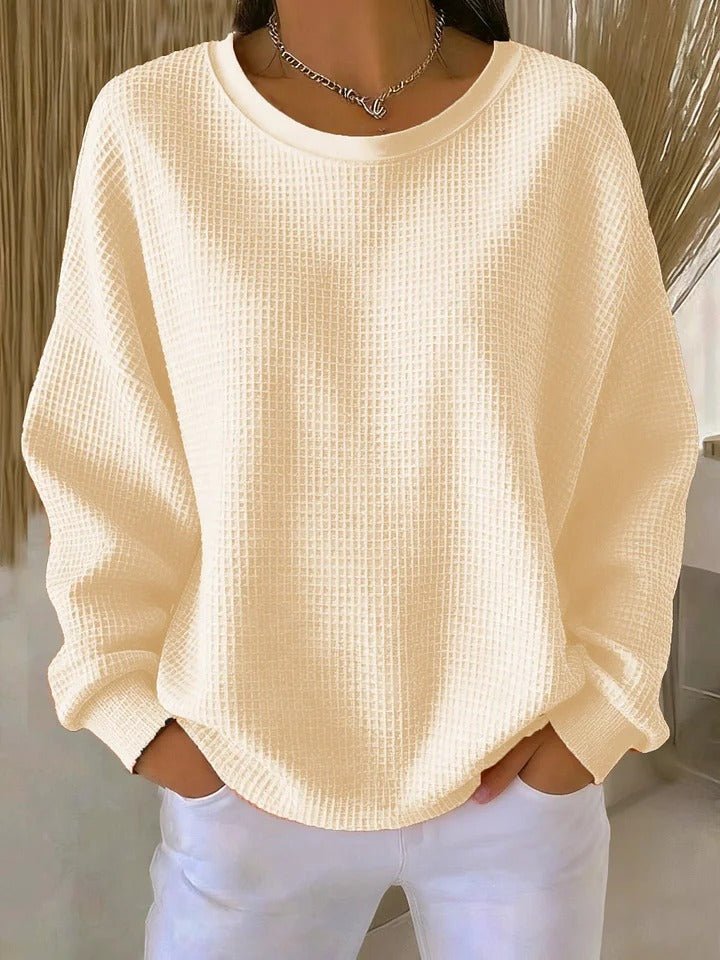 Women's Oversized Waffle Knit Sweater - Apricot
