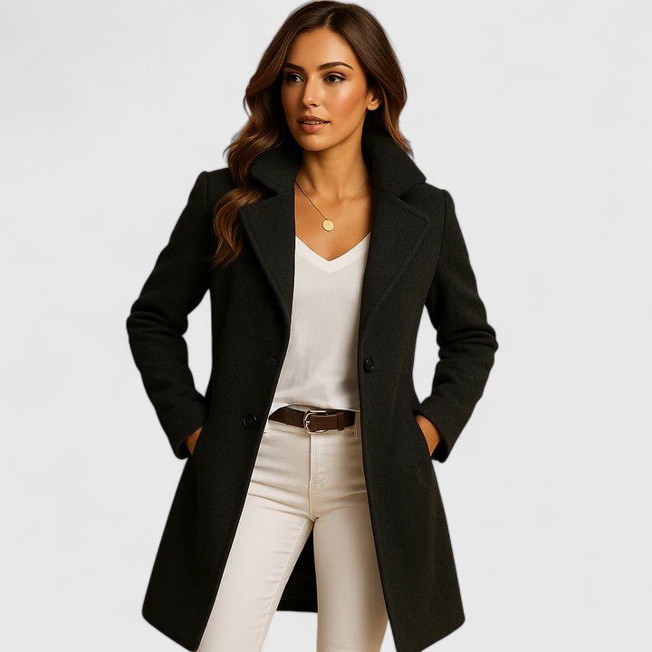 Women's Slim Wool Coat - Black