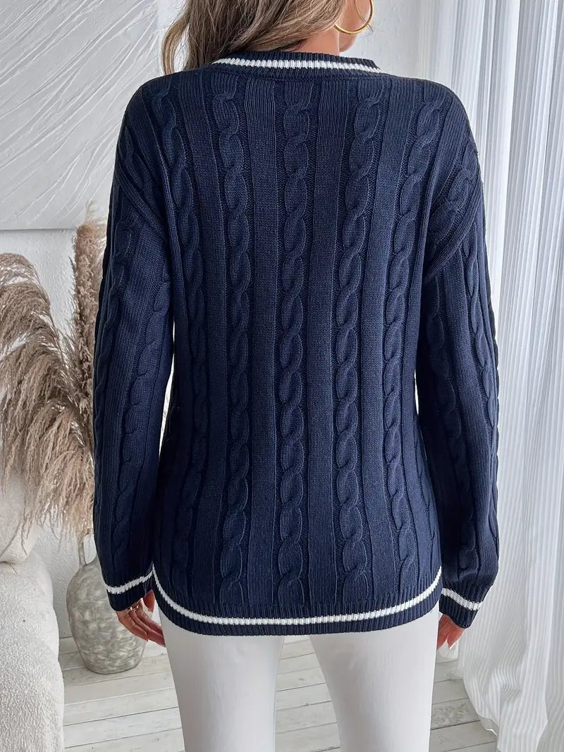 Women's Striped V-Neck Sweater