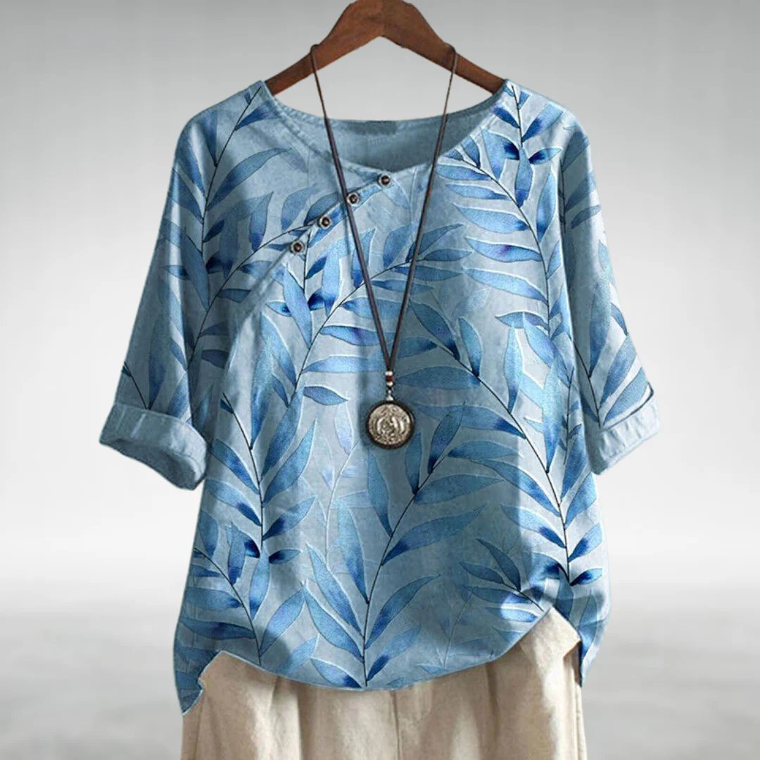 Women's V-Neck Tunic Blouse - Blue