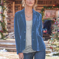 Women's Velvet Tailored Blazer - Light Blue