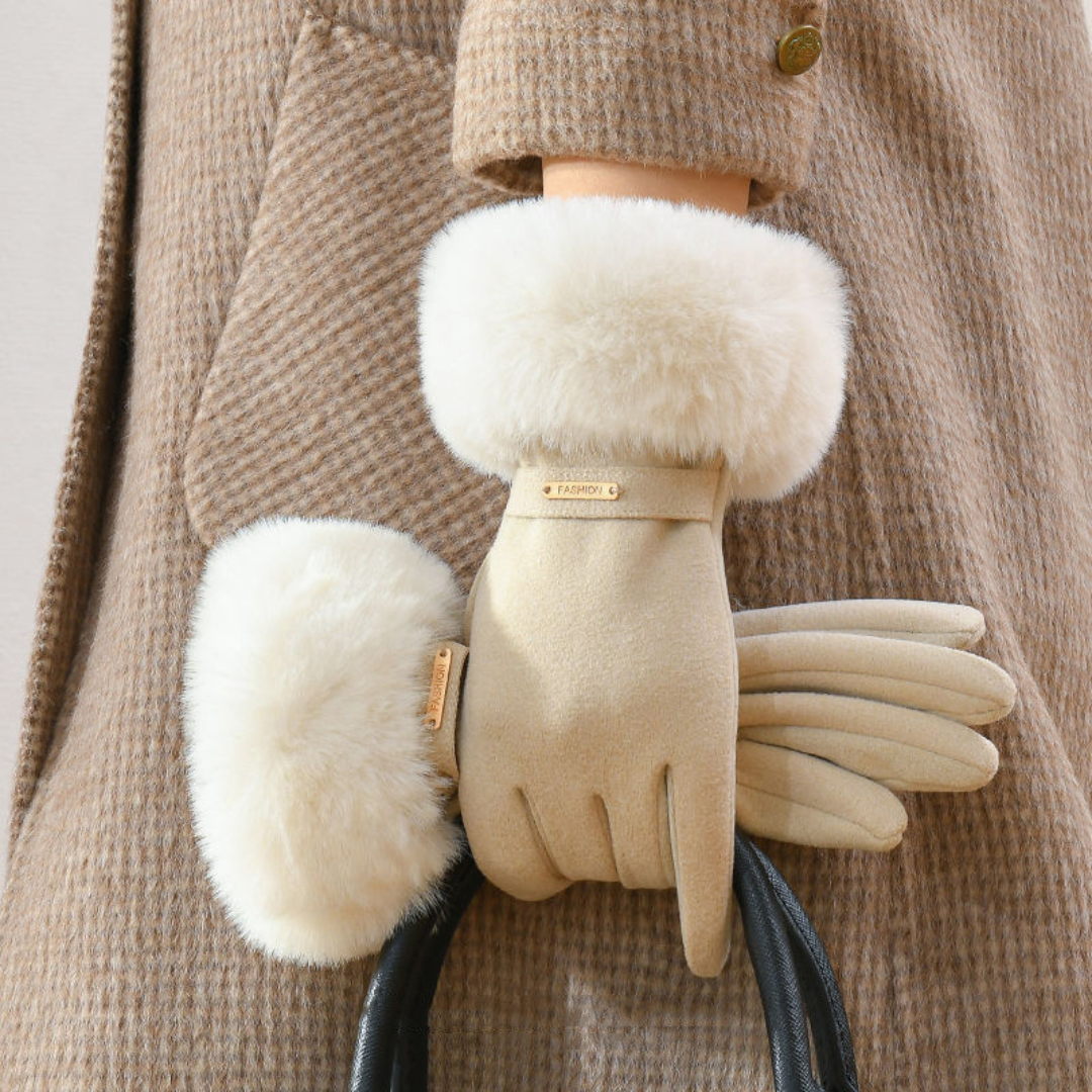 Penelope Women's Leather Fur Trim Gloves 1