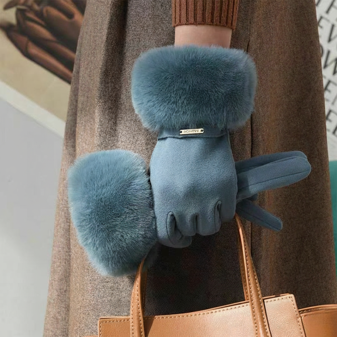 Penelope Women's Leather Fur Trim Gloves 3