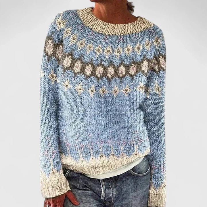 Women's Fair Isle Sweater - Light Blue