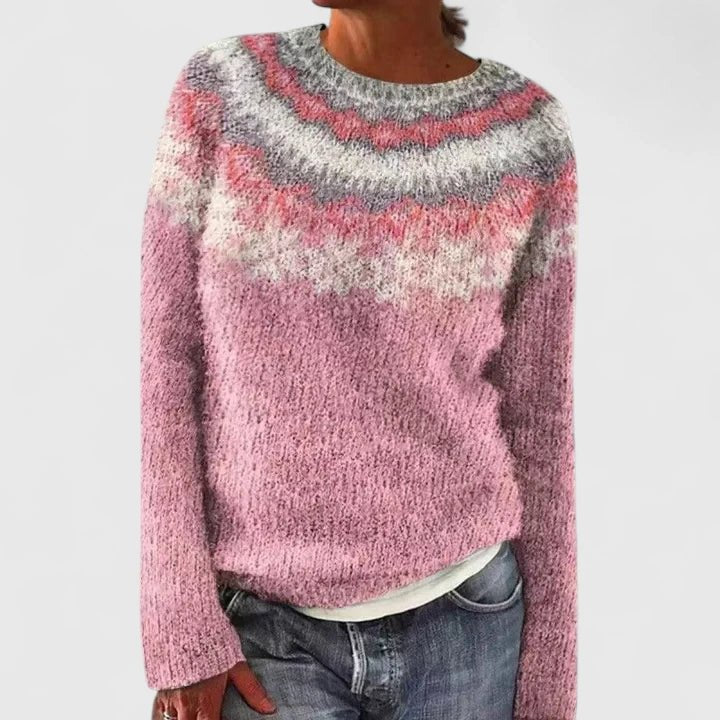 Women's Fair Isle Sweater - Pink