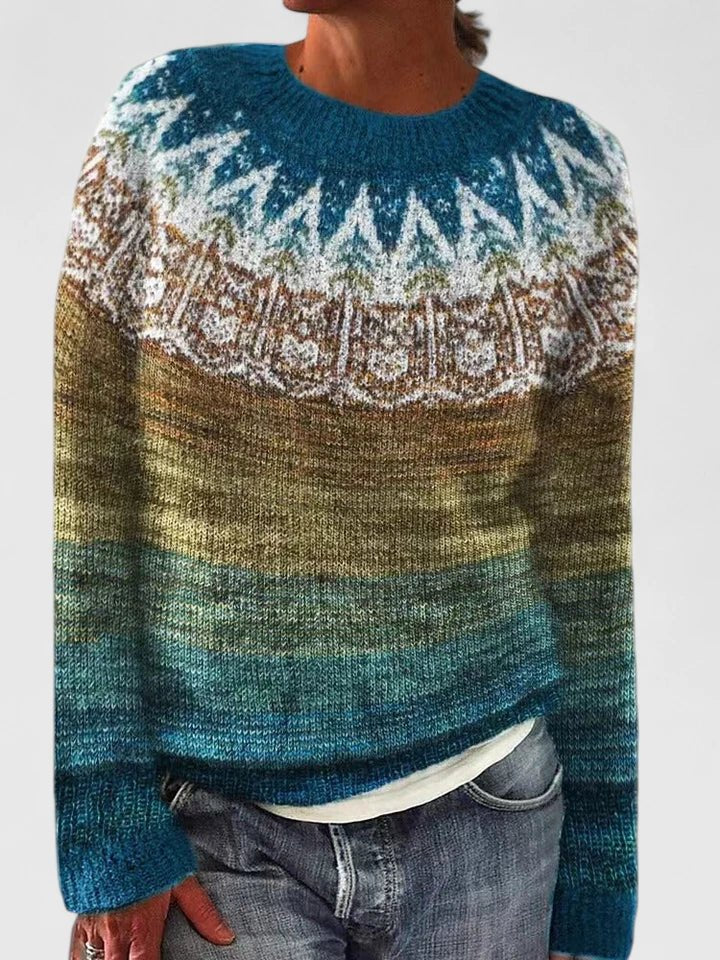 Women's Fair Isle Sweater - Dark Blue