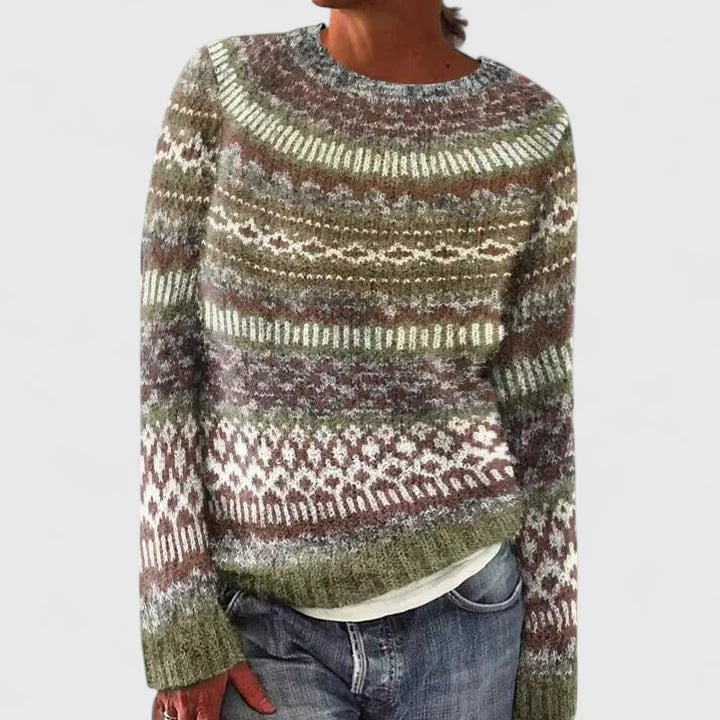 Women's Fair Isle Sweater - Dark Green