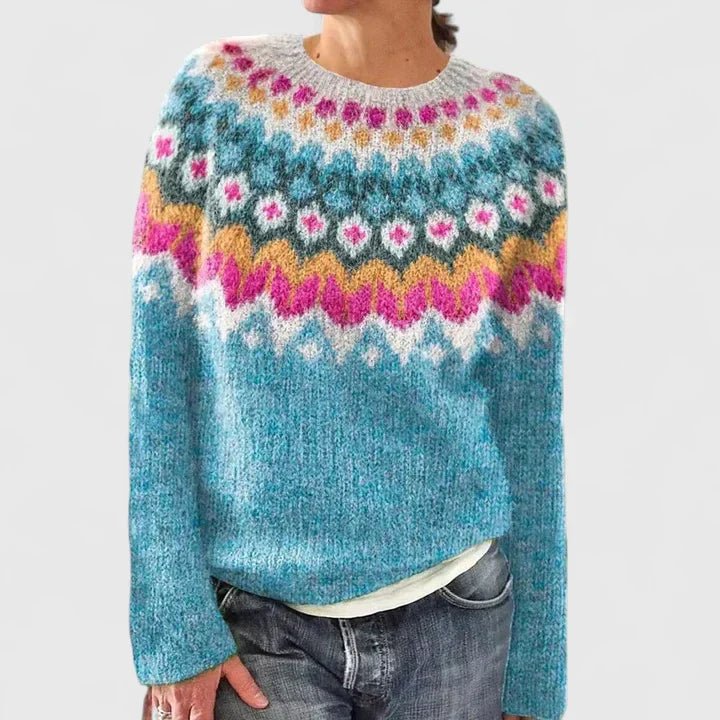 Women's Fair Isle Sweater - Sea Blue
