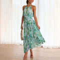 Floral Halter Maxi Dress - Green